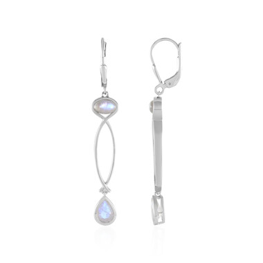 Boucles d'oreilles en argent et Pierre de Lune arc-en-ciel (KM by Juwelo)