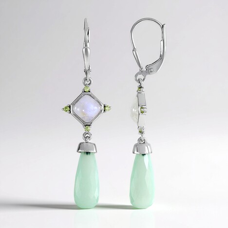 Orecchini in argento con Calcedonio Verde (KM by Juwelo)