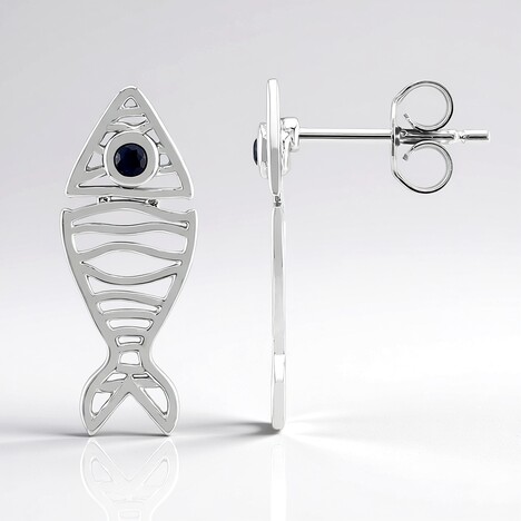 Orecchini in argento con Zaffiro Blu (MONOSONO COLLECTION)