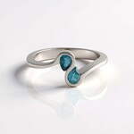 Anello in argento con Cianite Blu Foglia di Tè