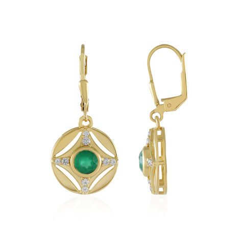 Green Onyx Silver Earrings