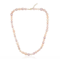 Collier en argent et Perle de culture d'eau douce de couleur pêche (TPC)