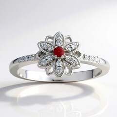 Anello in argento con Berillo Rosso