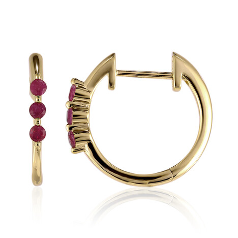 Boucles d'oreilles en or et Béryl rouge