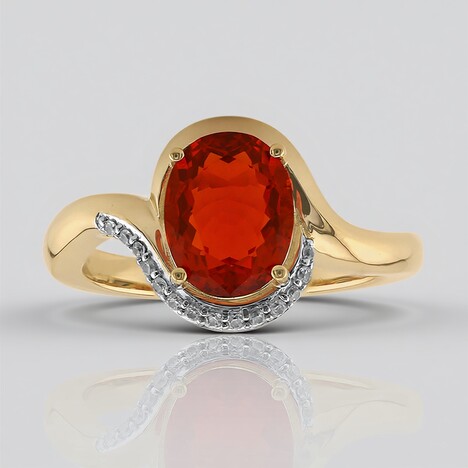 Anello in oro con Opale di Fuoco Messicano AAA