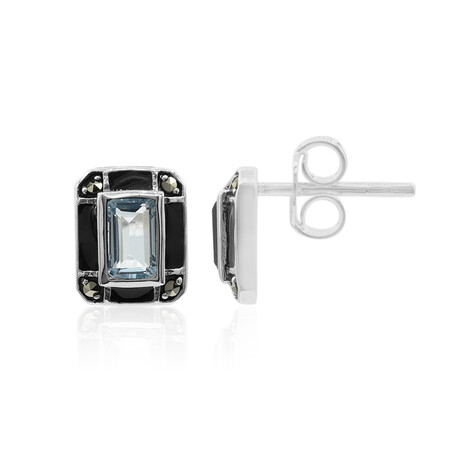 Himmelblauer Topas-Silberohrringe