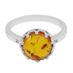 Amber Silver Ring