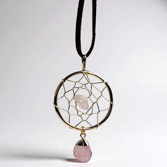 Accessorio in ottone con Quarzo Rosa (Lapis Vitalis)
