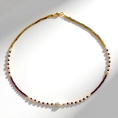 Collana in argento con Perla d'Acqua Dolce Bianca (Riya)