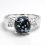 Anello in argento con Ossidiana Fiocco di Neve