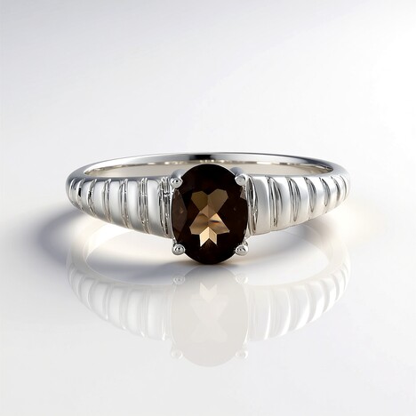 Anello in argento con Quarzo Fumè