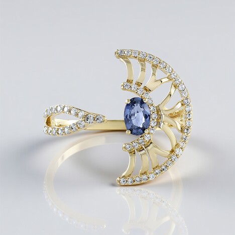 Anello in oro con Zaffiro Ceylon Blu (non riscaldato)