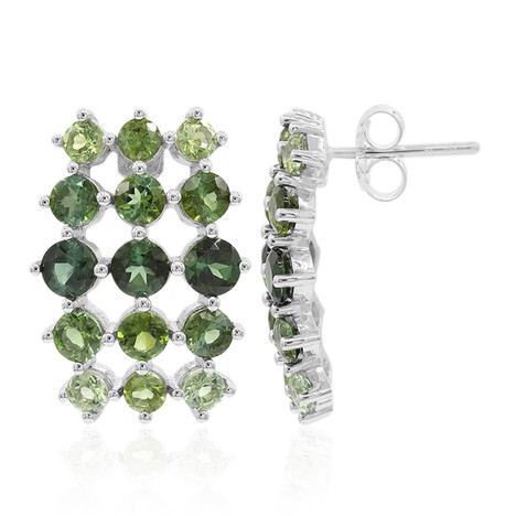 Zilveren oorbellen met groene toermalijnen