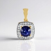 Colgante en plata con Zafiro estrella azul