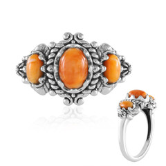 Zilveren ring met een Oranje stekelige oester (Desert Chic)