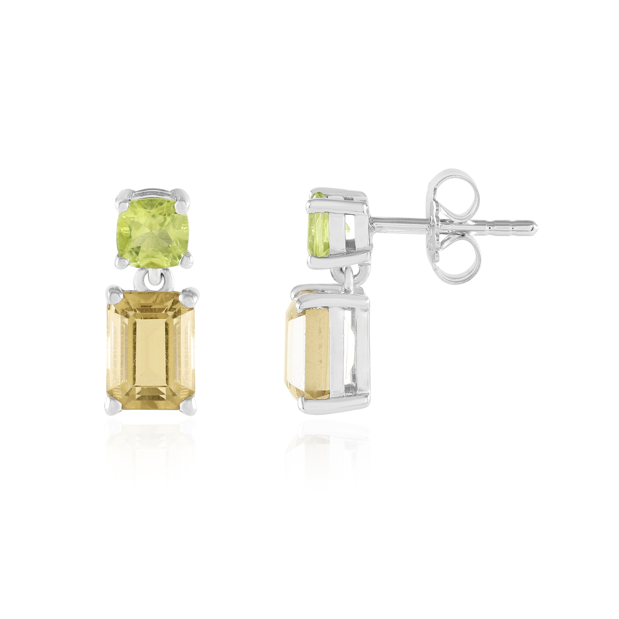Orecchini da donna in argento Sterling 925 con peridoto rotondo e ovale lucido, One Size, Gemma Metallo Gemma Metallo Peridoto, Peridoto