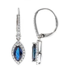 10K Ceylon Blue Sapphire Gold Earrings