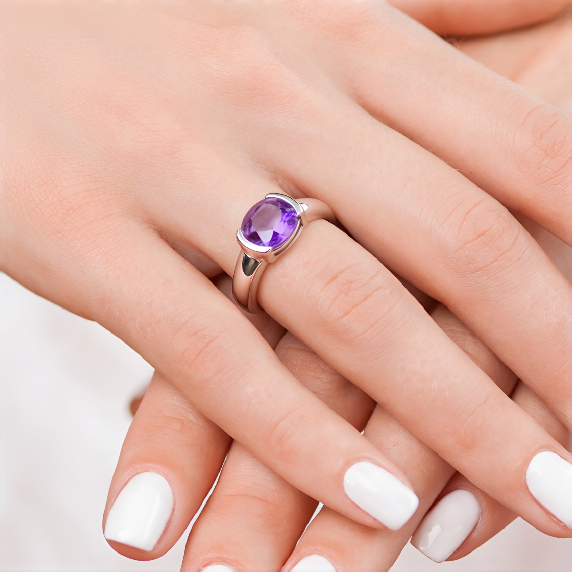 Bague En Argent 925 Avec Améthyste - Modèle BA-AR-291 - Taille 57 - Neuf étiqueté