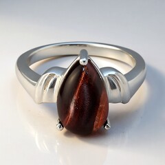 Anello in argento con Occhio di Tigre Rosso