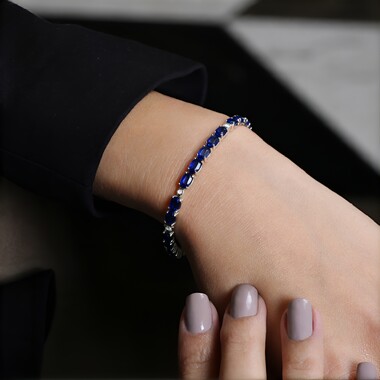 Blauer Ceylon-Saphir-Goldarmband