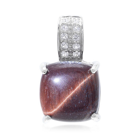 Rotes Tigerauge-Silberanhänger