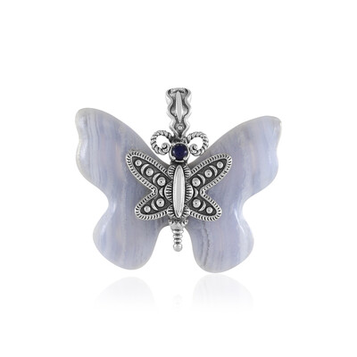 Pendentif en argent et Agate zonée bleue (Desert Chic)