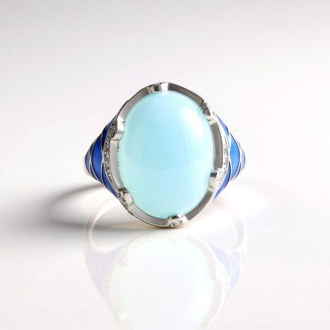 Anello in argento con Calcedonio Blu (Adela Silber)