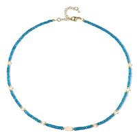 Collier en argent et Apatite bleu néon