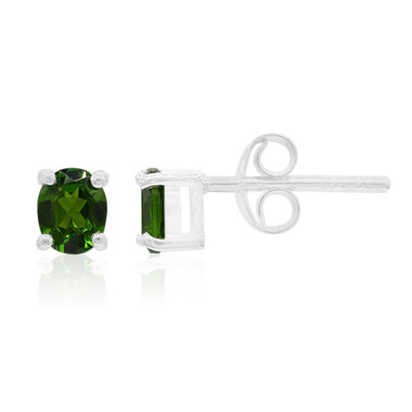 Boucles d'oreilles en argent et Diopside de Russie