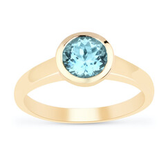 14K AAA Aquamarine Gold Ring