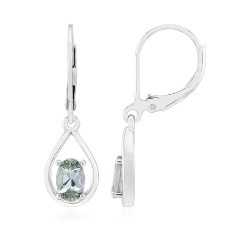 Unheated Green Tanzanite Silver Earrings