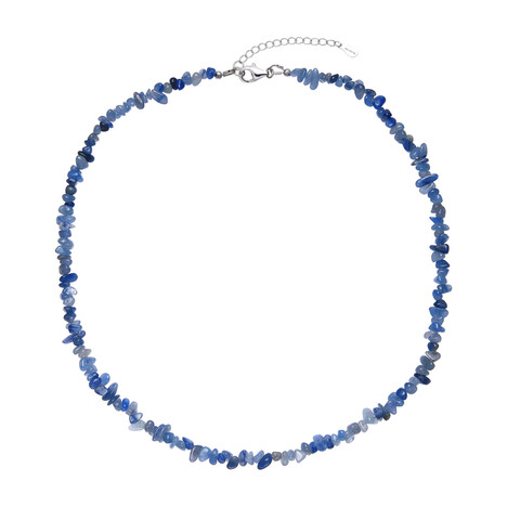 Zilveren halsketting met Blauwe kwartskristallen