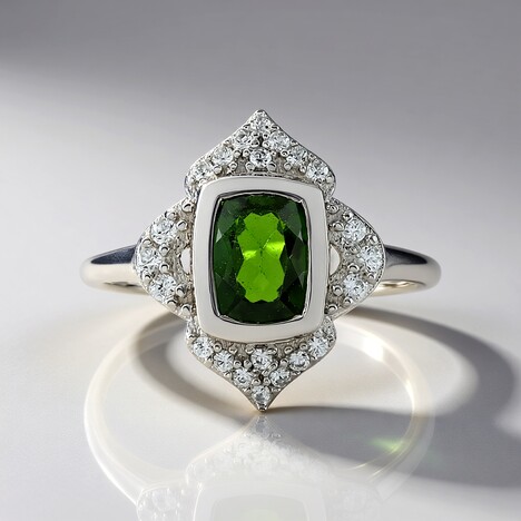 Anello in argento con Diopside Russo