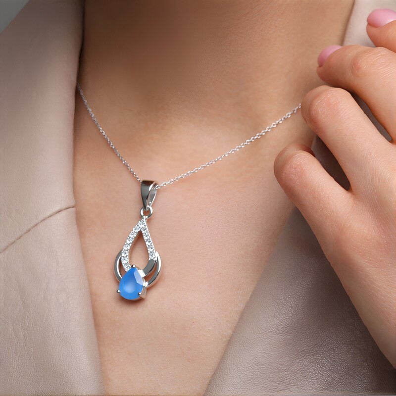 Pendentif en argent et Onyx bleu