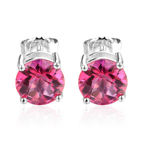 Pinkfarbener Topas-Silberohrringe