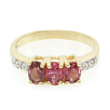 Gouden ring met Onverhitte Padparadscha Saffieren