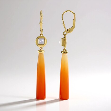 Orecchini in argento con Calcedonio Arancione (KM by Juwelo)