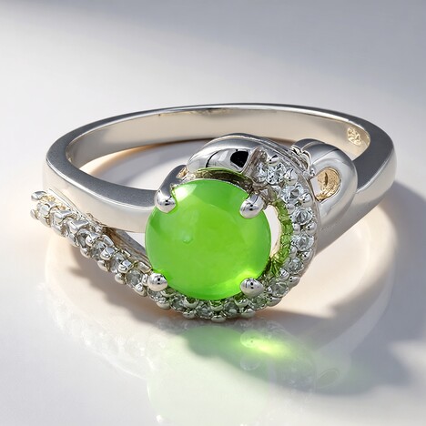 Anello in argento con Crisoprasio Imperiale