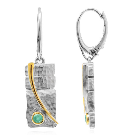 Zilveren oorbellen met Ethiopische smaragden (MONOSONO COLLECTION)