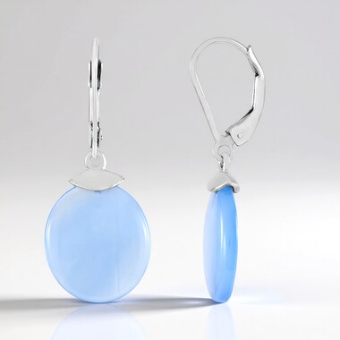 Pendientes en plata con Calcedonia agua  (MONOSONO COLLECTION)