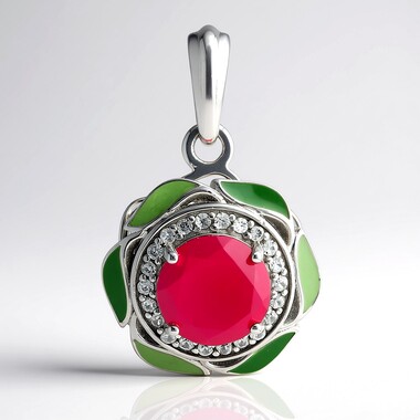 Zilveren hanger met een framboos chalcedoon (SAELOCANA)