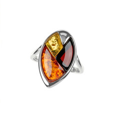 Bague en argent et Ambre baltique couleur cognac (dagen)