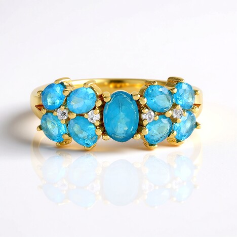Anello in argento con Apatite Blu Neon
