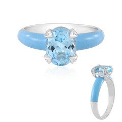Anillo en plata con Topacio azul cielo