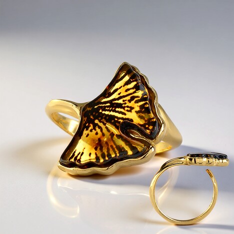 Anello in argento con Ambra Baltica (dagen)