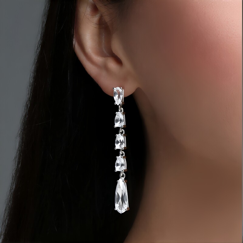 Boucles d'oreilles en argent et Topaze blanche