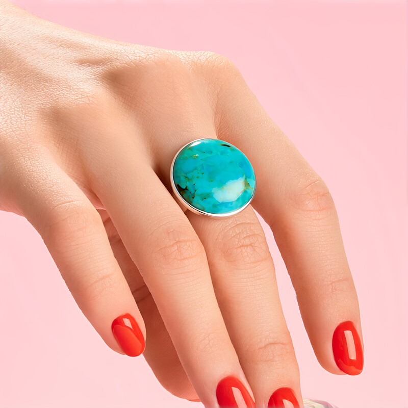 Anillo en plata con Turquesa azul del Mohave Kingman (Jones Lee)