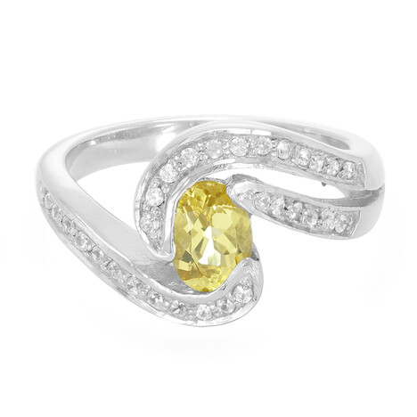 Yellow Beryl Silver Ring