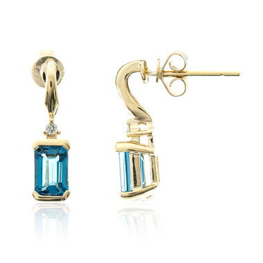 Londonblauer Topas-Goldohrringe