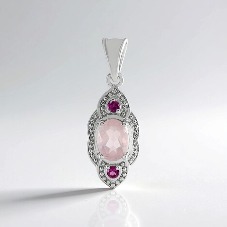 Ciondolo in argento con Quarzo Rosa